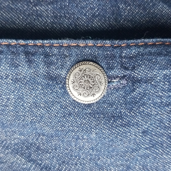 (M) Authentic Rockies Jeanswear Denim Button Down Top Bell Sleeves Rodeo Western - Picture 8 of 9